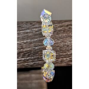 925 Sterling Aurora Borealis Cube Crystal Bracelet